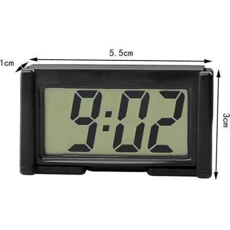 Mini-Elektronikuhr - Schwarz - Kleines Format - Digitales LCD-Display - Zeitgenössisches Design - Schwarzes Inneres