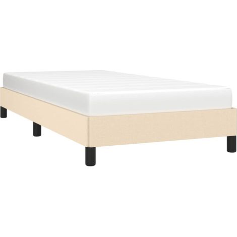 Vidaxl – Cadre de lit crème 90x200 cm – Tissu polyester durable – Pieds robustes – Lattes en contreplaqué pour confort optimal (1/5)