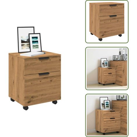 vidaXL Mobiler Aktenschrank mit Rollen Artisan Eichen-Optik 45x38x54cm (1/5)