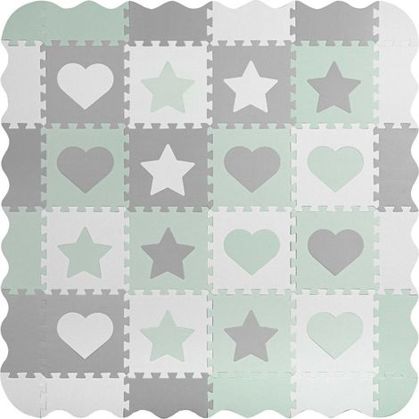 Tapis puzzle en mousse 151x151cm 16 pcs Ricokids gris et menthe (1/4)