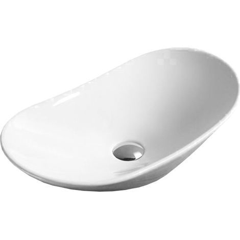 Lavabo cerámico sobre encimera, 61,5x36x14,5 cm, Blanco
