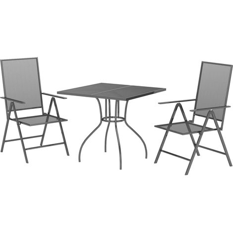 Set da pranzo da giardino mobili da esterno 3 pezzi acciaio antracite 020013577