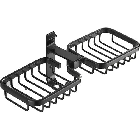 Porte-savon Murale En Aluminium - Sans Perçage - Égouttoir À Savon Double - Pour Salle De Bain Cuisine Chambre D'hôtel - 1 Pièce (1/5)