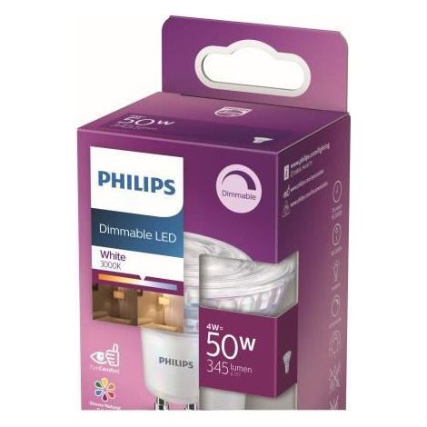[JAMAIS UTILISÉ] Philips ampoule LED Equivalent 50W GU10, Dimmable, Verre, Lot de 2 (1/2)
