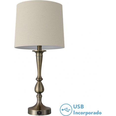 Khalifa Tischlampe 1xe27 Leder 60'5x28x28 cm port usb (1/4)