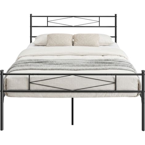 HOMCOM 5ft King Bed Frame with Steel Slat Support, Noise-Free, Black (1/5)