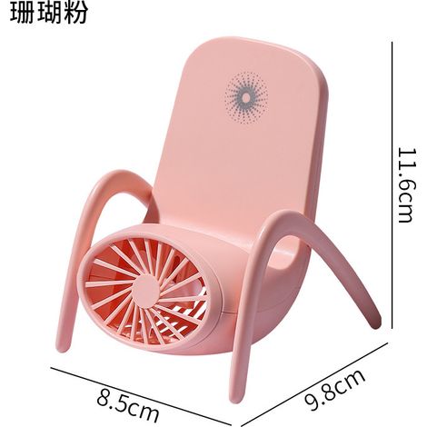 Mini ventilador de bolsillo – Soporte para teléfono, recargable por USB, rosa empolvado – Oficina, estudiante, viaje – 8,5 x 9,8 x 11,6 cm