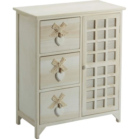 Cassettiera 3 Cassetti con Anta 62x32x73 cm in Legno con Cuore (1/2)