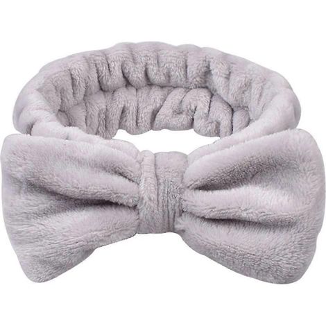 Bandeau de maquillage en polaire corail avec nœud, bandeau cosmétique pour le lavage du visage sous la douche, le yoga, le sport et les soins de la peau. (1/5)