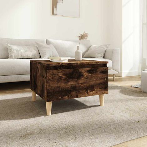 vidaXL Mesa auxiliar madera contrachapada roble ahumado 50x46x35 cm (1/5)
