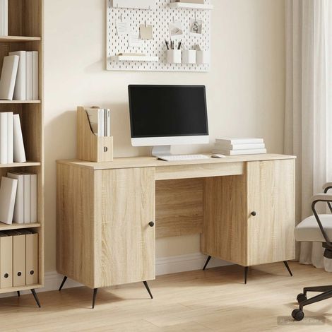 vidaXL Bureau Chêne Sonoma 142,5 x 50 x 75 cm Bois d'ingénierie (1/5)