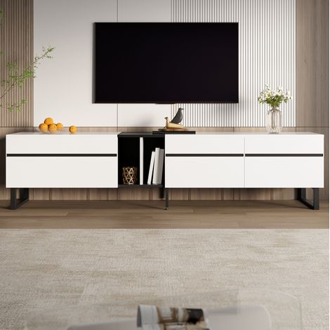 Set mueble TV 180 cm y mesa baja 72 cm natural MDF - puertas correderas (1/5)