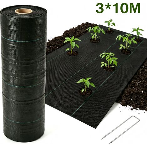 Brstheco Toile anti‑mauvaises herbes 3x10m 70g PP UV +10 piquets