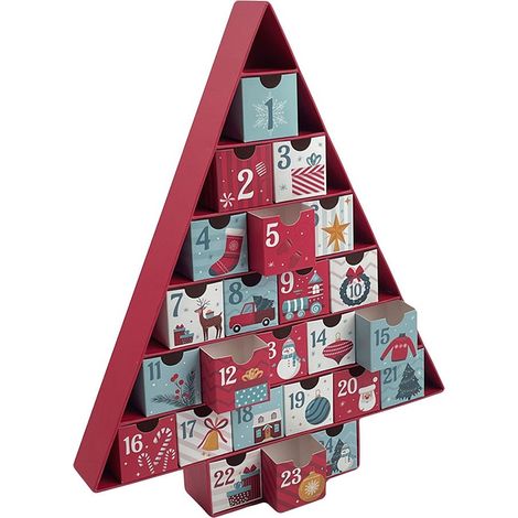 Calendrier de l'Avent en carton, en forme de sapin de Noël, 32,5 x 5 x 39 cm