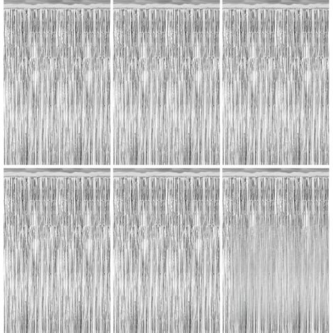 6 Rideau métallique,1m x 2m,PET brillant,adhésif double face,décoration fête,mariage (1/5)