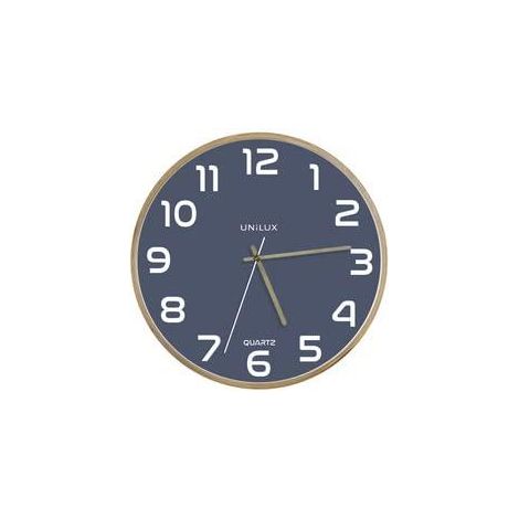 Unilux Modèle Scandinave Horloge Murale Bleu Bois (1/3)