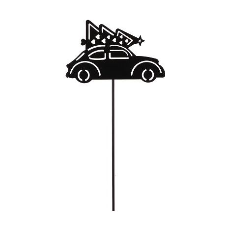 TrendLine Deko Eisen Figurenstecker Auto mit Tannenbaum 35 x 0,5 x 7,5 cm schwarz Figur