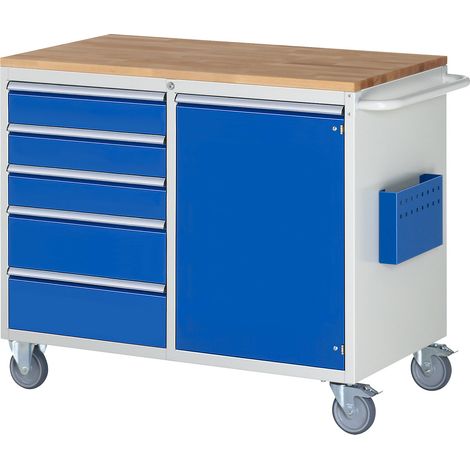 RAU, Établis compacts mobiles, 5 tiroirs, 1 porte, plateau en