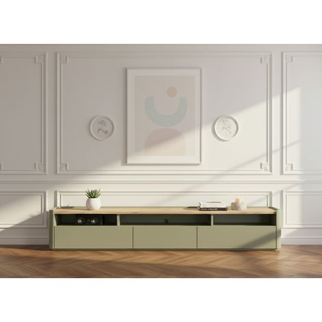 BOBOCHIC - Meuble TV 1 porte 2 tiroirs 200 cm ANYRA   Vert