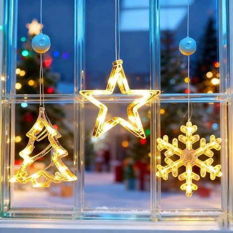 Décoration de Noël lumineuse avec Minuterie, Éclairage Fenêtre Sans Fil Arbre Étoile Flocon, Déco Intérieure Porte Mur Cheminée, Cadeau (1/5)