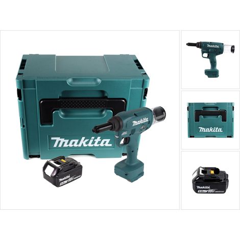Makita DRV 250 T1J Rivettatrice a batteria 18 V 20 kN Brushless + 1x batteria da 5,0 Ah + Makpac - senza caricabatterie (1/5)