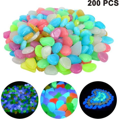 Pierres phosphorescentes - 200 pièces, Galets lumineux aquarium jardin anniversaire enfant - Colorées (1/5)
