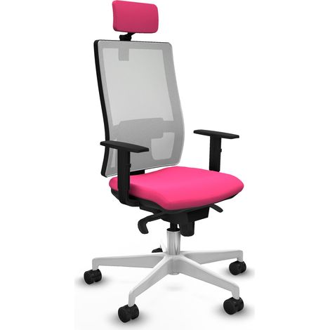 Horna sincro malla blanca similpiel rosa brazos 1D base blanca cabecero 2D ruedas 65mm nailon (1/5)