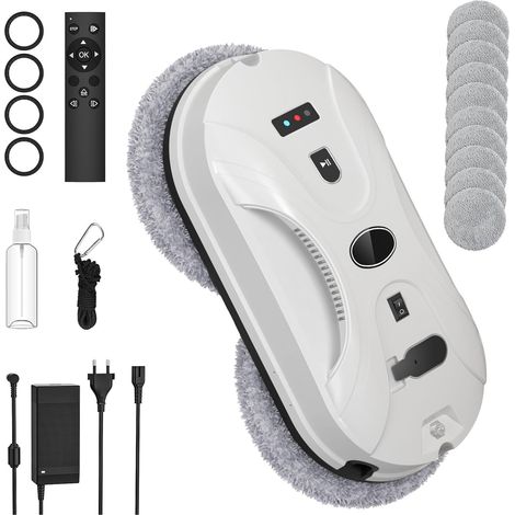 Robot lave-vitres, 5600 Pa, nettoyeur de vitres automatique avec télécommande et 10 chiffons, aspirateur électrique pour vitres intérieures et extérieures, verre et carrelage (1/5)