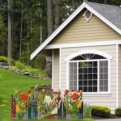 Clôture de jardin décorative en fer forgé à motif floral, panneau de clôture pour enclos extérieur, terrasse ou jardin. (1/5)