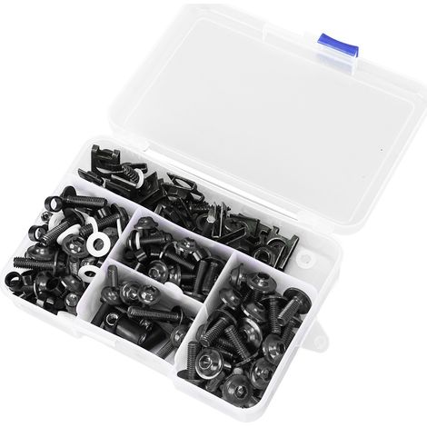 Kit de 177 vis de carénage de moto colorées M5 M6, vis de pare-brise de rechange pour SUZUKI GSXR600 GSXR750, noir (1/5)