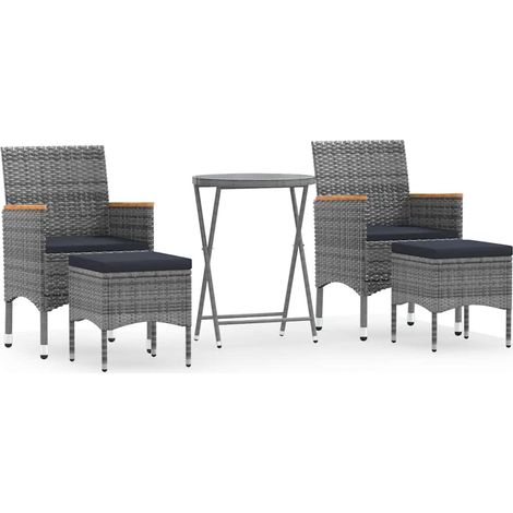 Maison Exclusive - 5-tlg. Garten-Bistro-Set Poly Rattan und Hartg (1/5)