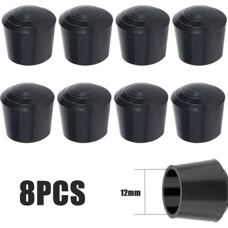 Lot de 8 embouts de protection en caoutchouc pour pieds de chaise, diamètre 12 mm x 12 mm x 12 mm (1/5)