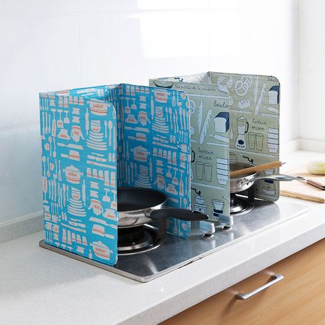 Protecteur de Cuisine 3 Faces Anti-Éclaboussures, Planche Pliable Anti-Graisse en Aluminium pour Gazinière