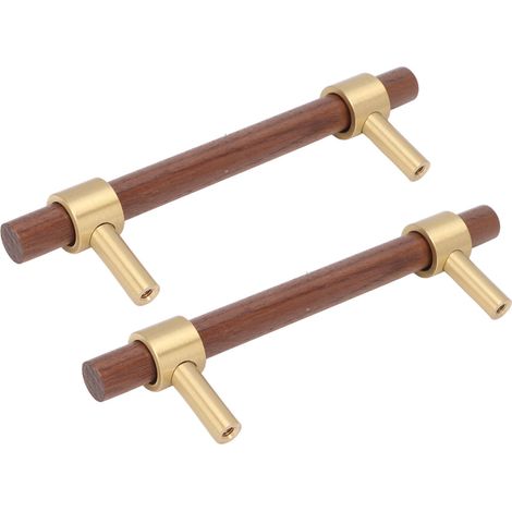 jeux de poignées de meubles en laiton et bois de noyer, quincaillerie pour meubles de cuisine, poignées de tiroir décoratives (1/5)