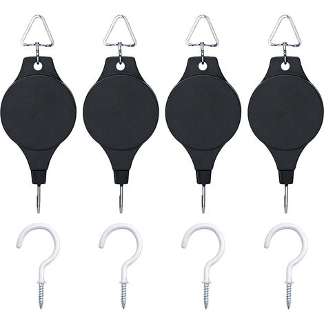 4 Pièces Poulie Suspendue Rétractable, Crochet pour Panier de Fleurs Suspendu, Mangeoire pour Oiseaux, pour Suspendre des Paniers à Plantes, Pot de Fleur, Cage à Oiseau (1/5)