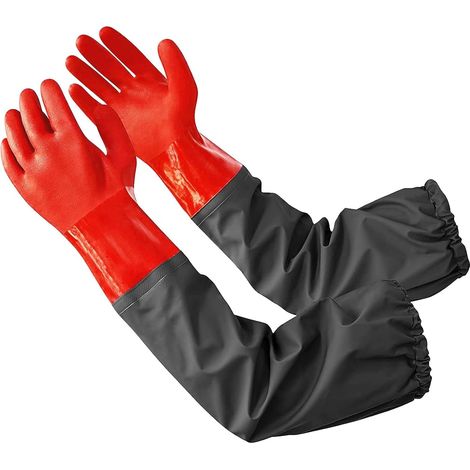 Gants de Travail Homme Femme Imperméables Longs de Menage en de Bassin à Poissons Manches Longues Extra 1 paire 64 cm Caoutchouc (1/5)