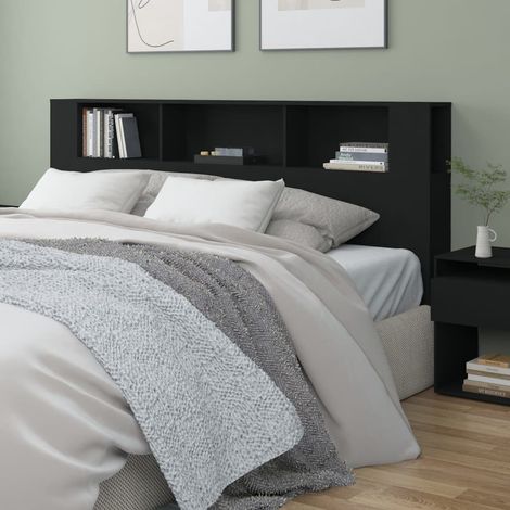 vidaXL Testiera con Scomparti Nero 200x18,5x104,5 cm