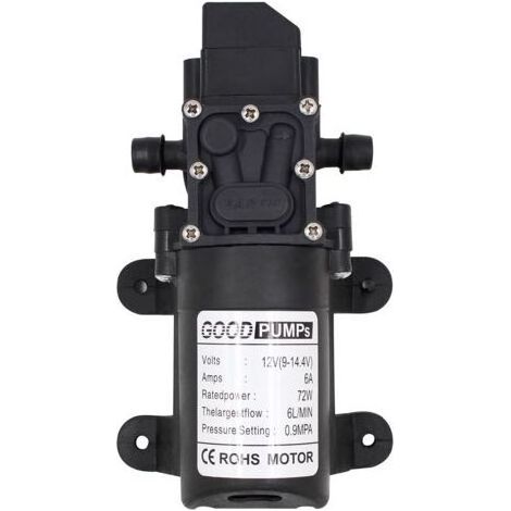 1 pompe aspirante à membrane, haute pression, 12 V, 6 A, 72 W, débit 6 L/min, tuyau droit (1/4)