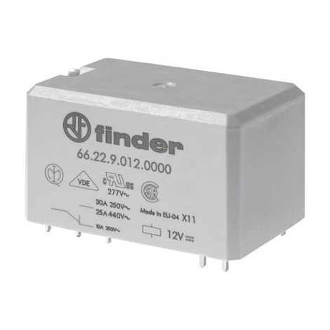 Relais de puissance CI 2RT 30A 24V DC doubles picots AgNi FINDER 662290241000 (1/2)
