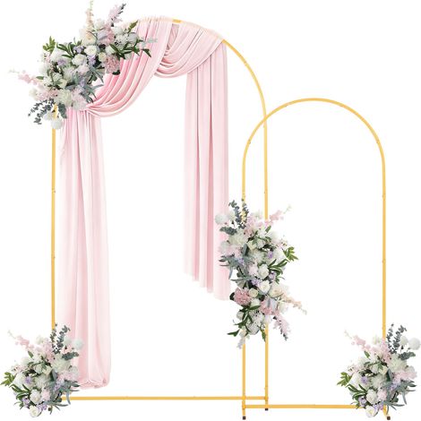 VEVOR Arche de Mariage Lot de 2 Support de Fond Arche 2,2 m et 1,8 m pour Decoration de Mariage, Anniversaires, Remises de Diplomes, Fetes, Ceremonies, Celebrations, Structure Stable en Metal, Dore (1/5)