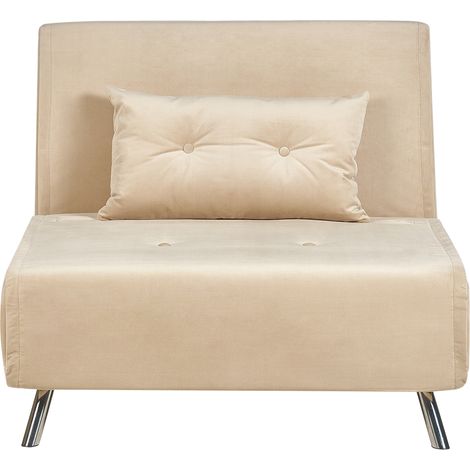 Sofá cama moderno de terciopelo de 1 plaza con cojín beige Farris (1/5)