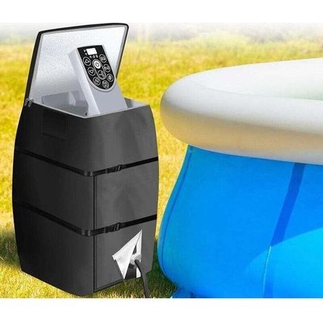 Housse pour chauffe-piscine de spa, housse pour pompe de chauffage, housse imperméable pour spa, modèle ajustable et pliable avec cordon de serrage et boucle, dimensions : 43 x 38 x 54 cm (1/4)