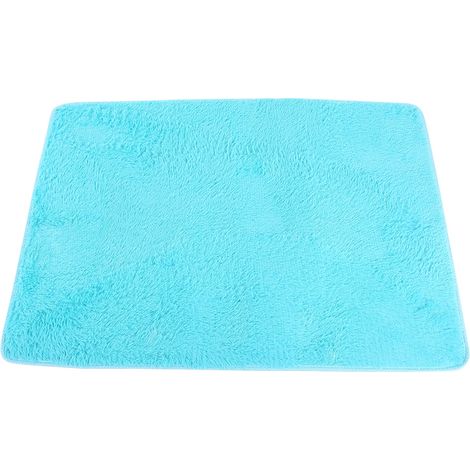 Tapis Doux En Polyester 120x80cm Antidérapant Pour Salon Chambre À Coucher Bureau - Bleu (1/5)