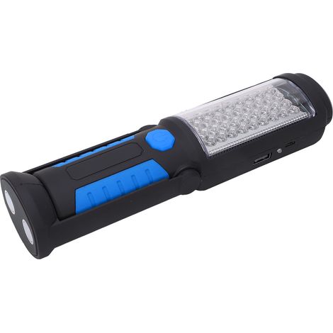 Lampe de travail rechargeable USB avec support magnétique, lampe torche LED d'inspection, 2 modes d'éclairage, idéale pour ateliers et garages (bleue). (1/5)