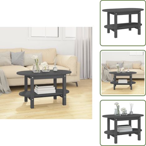 Table basse Gris 80x45x45 cm Bois massif de pin - Table Basse - Meuble Salon - Table D'appoint - Table Ronde - Bois Massif (1/5)