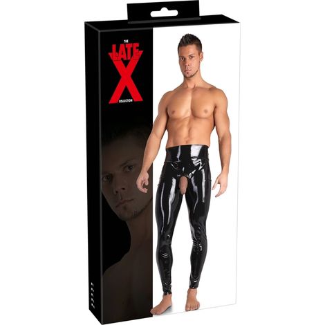 Latex X - Enge Latex-Leggings mit Penis- und Hodenöffnungen, Schwarz, Größe 2XL (1/4)