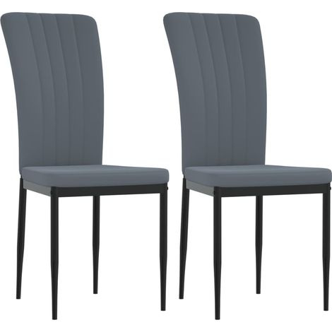 Set di 2 sedie per sala da pranzo in stile classico in tessuto di velluto grigio con cuciture decorative DEC025525