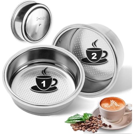 Lot de 2 Filtres Pressurisés 51mm Acier Inoxydable Double Couche Compatible Cecotec Delonghi Breville Ufesa (1/5)