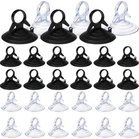 60 Pièces Ventouse pare Soleil, 45mm Ventouse Sans Crochets Ventouse, PVC Ventouses Mini Ventouse Transparente et Noire Ventouse, Ventouse pour Vitre (1/5)