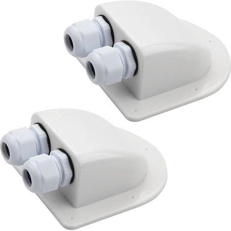 2-piece waterproof cable gland for solar panels, roof mounting, for motorhomes, campervans, IP68 protection rating, double cable entry connection, white, ABS, for motorhomes, boats and caravans (1/5)